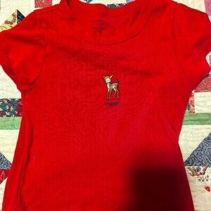 Brandy Melville Red Swiss Deer Crop Top